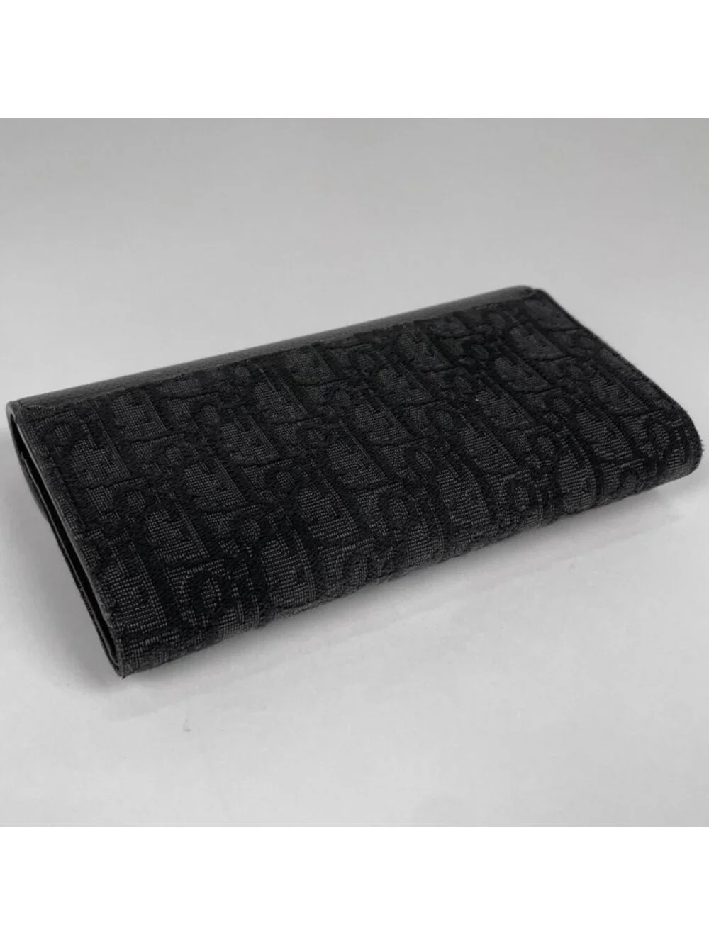 Dior Saddle Long Flap Wallet Oblique Jacquard Cotton Black